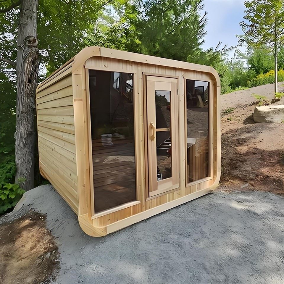 Sauna Kiub Luaran Kayu Pepejal Kalis Air Mudah